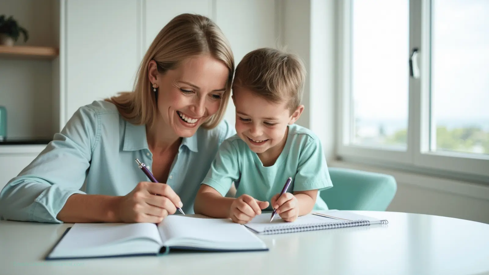 Parent and child planning orthodontic options together at a table