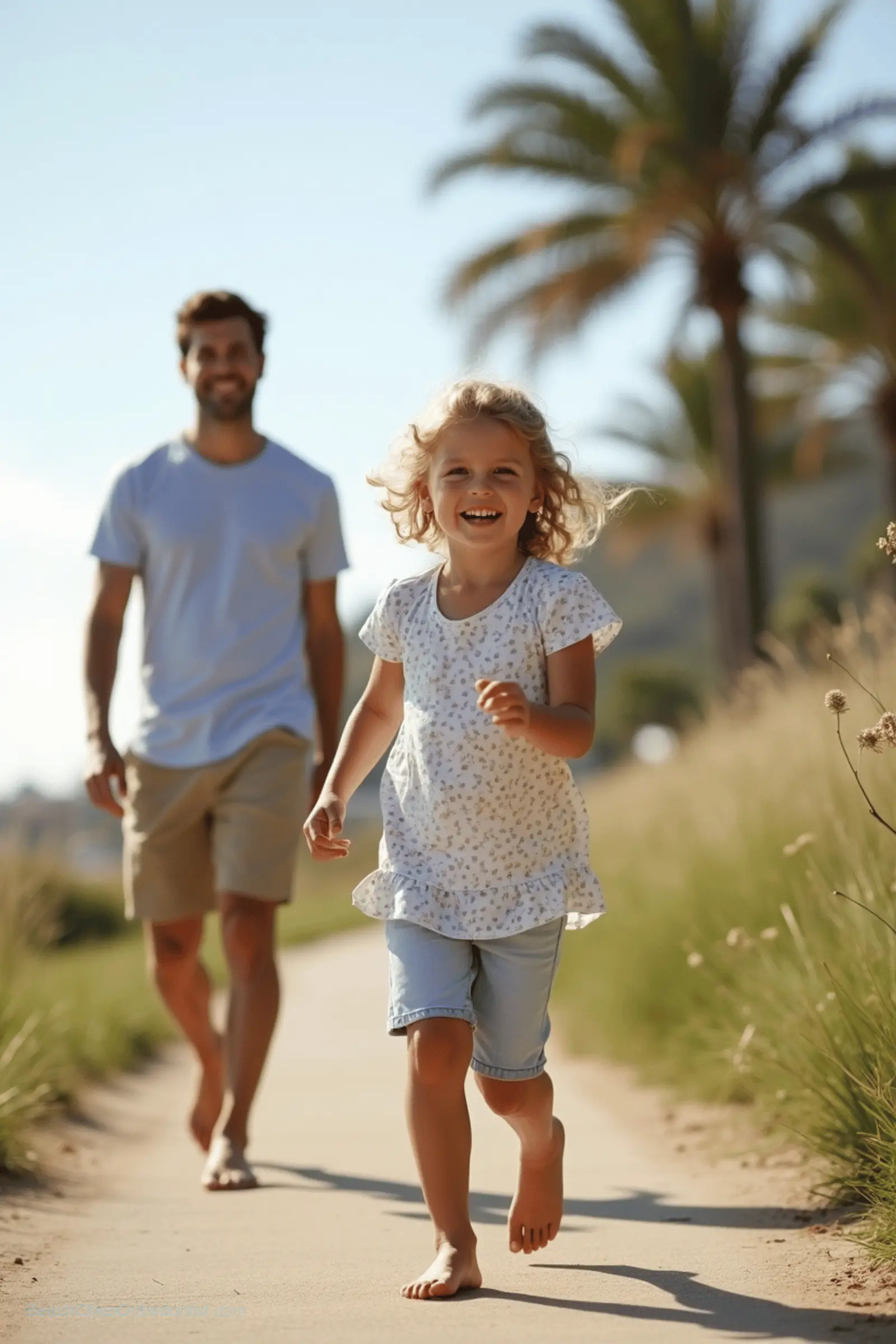 Young child orthodontic planning portrait in warm coastal light